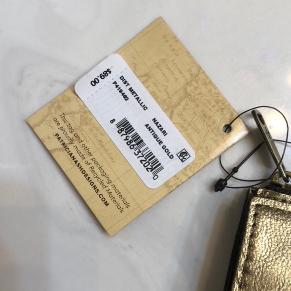 Patricia Nash Nazari Distressed Metallic Bifold Leather Wallet Antique Gold NWT - Picture 4 of 16